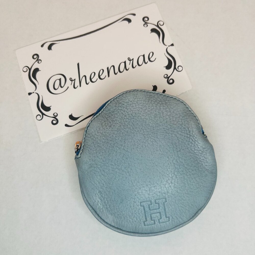 Authentic Hirofu Leather Coin Case - Color Powder/Light Blue